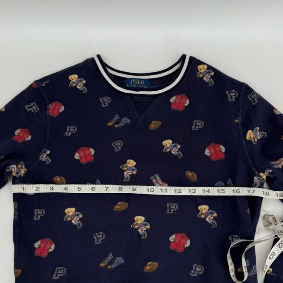 Polo Ralph Lauren‎ Boy's Bear Football Crewneck Sweatshirt Blue Size M 10-12 - Picture 9 of 9